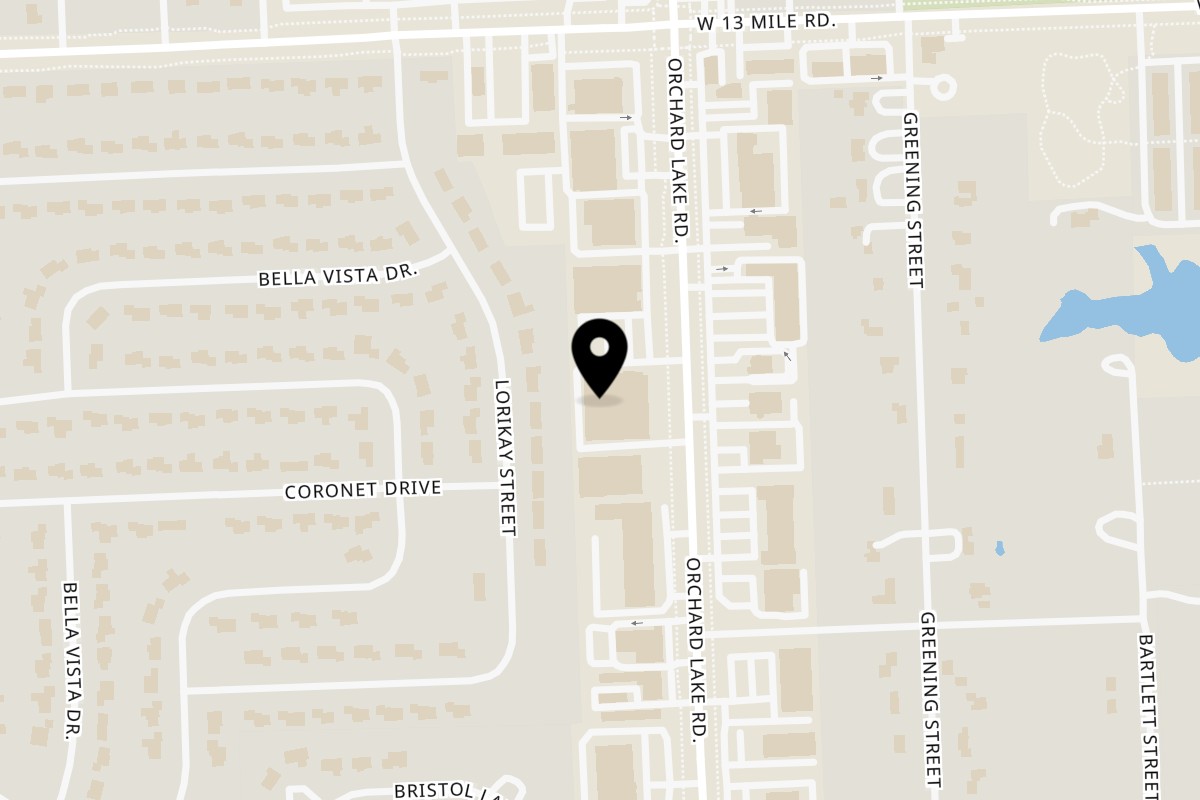 Map showing the location of Flavors on 29205 Orchard Lake Rd in Farmington Hills